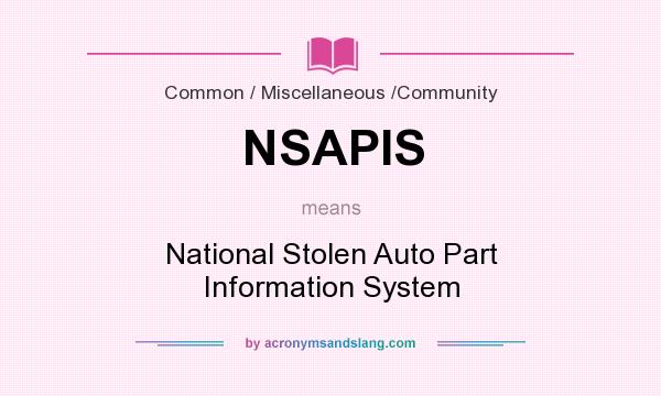 What does NSAPIS mean? It stands for National Stolen Auto Part Information System