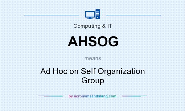 What does AHSOG mean? It stands for Ad Hoc on Self Organization Group