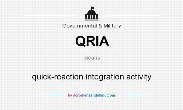 What does QRIA mean? It stands for quick-reaction integration activity