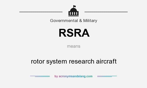 What does RSRA mean? It stands for rotor system research aircraft