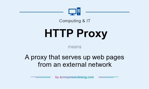 What does HTTP Proxy mean? It stands for A proxy that serves up web pages from an external network