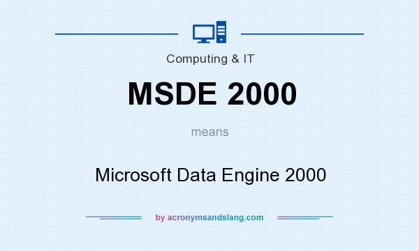 What does MSDE 2000 mean? It stands for Microsoft Data Engine 2000