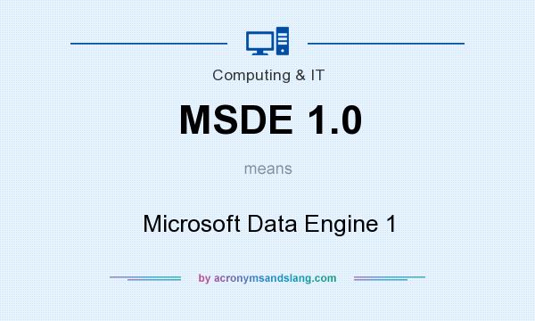 What does MSDE 1.0 mean? It stands for Microsoft Data Engine 1