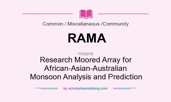 What does RAMA mean? It stands for Research Moored Array for African-Asian-Australian Monsoon Analysis and Prediction