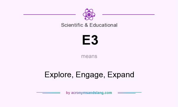 What does E3 mean? It stands for Explore, Engage, Expand 
