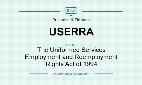 What does USERRA mean? It stands for The Uniformed Services Employment and Reemployment Rights Act of 1994