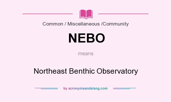 What does NEBO mean? It stands for Northeast Benthic Observatory