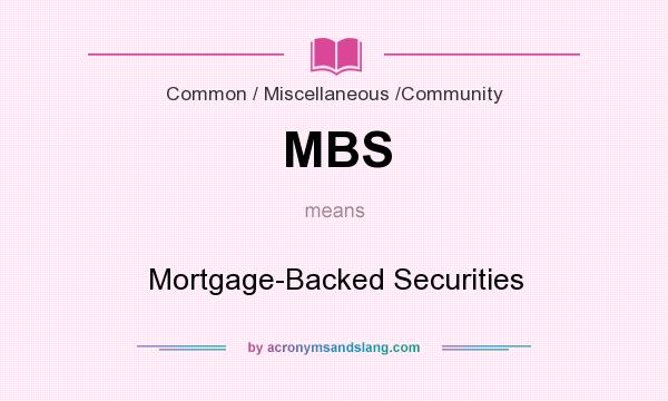 What does MBS mean? It stands for Mortgage-Backed Securities