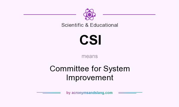 What does CSI mean? It stands for Committee for System Improvement