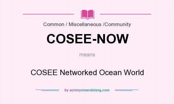 What does COSEE-NOW mean? It stands for COSEE Networked Ocean World