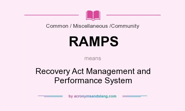 What does RAMPS mean? It stands for Recovery Act Management and Performance System