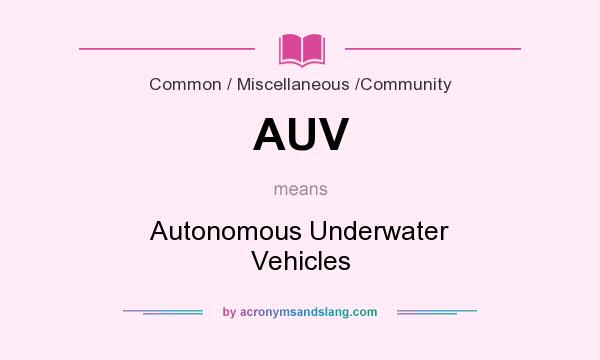 What does AUV mean? It stands for Autonomous Underwater Vehicles