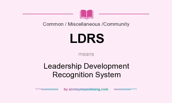What does LDRS mean? It stands for Leadership Development Recognition System