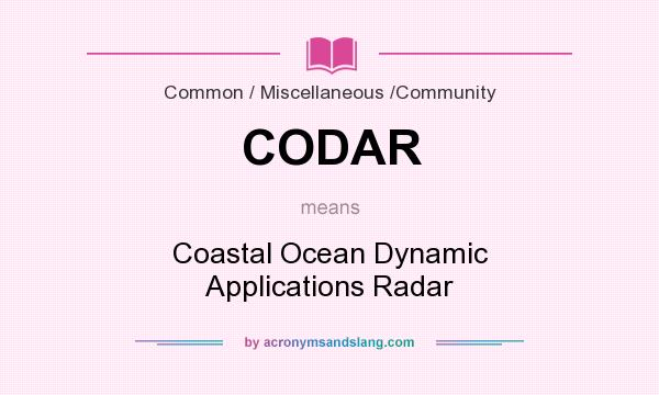 What does CODAR mean? It stands for Coastal Ocean Dynamic Applications Radar