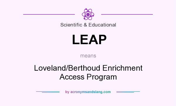 What does LEAP mean? It stands for Loveland/Berthoud Enrichment Access Program