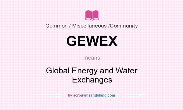 What does GEWEX mean? It stands for Global Energy and Water Exchanges