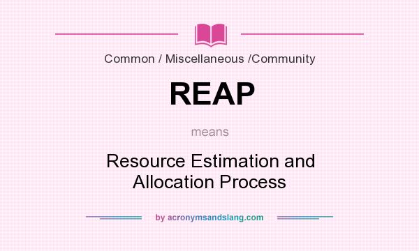What does REAP mean? It stands for Resource Estimation and Allocation Process