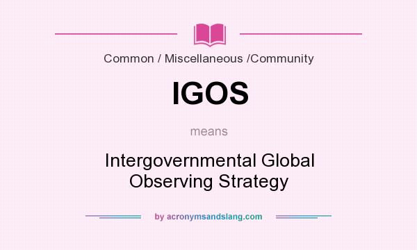 What does IGOS mean? It stands for Intergovernmental Global Observing Strategy