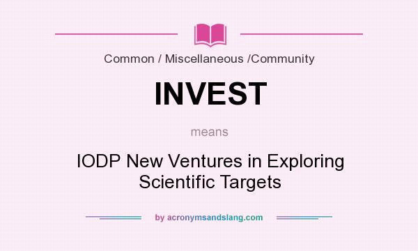 What does INVEST mean? It stands for IODP New Ventures in Exploring Scientific Targets