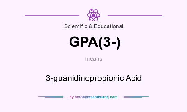 What does GPA(3-) mean? It stands for 3-guanidinopropionic Acid