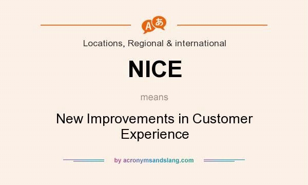 What does NICE mean? It stands for New Improvements in Customer Experience