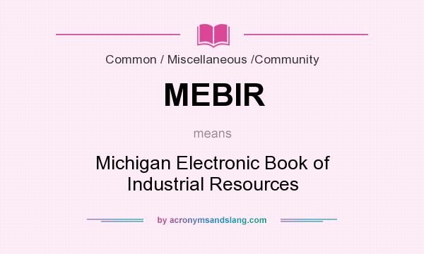 What does MEBIR mean? It stands for Michigan Electronic Book of Industrial Resources