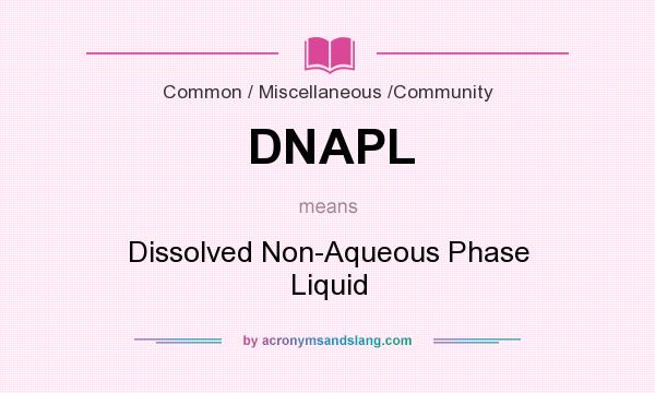 What does DNAPL mean? It stands for Dissolved Non-Aqueous Phase Liquid