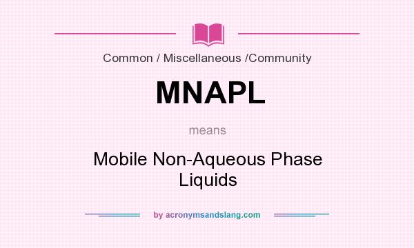 What does MNAPL mean? It stands for Mobile Non-Aqueous Phase Liquids