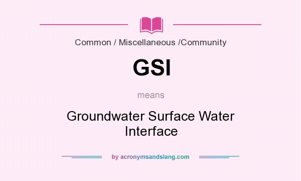 What does GSI mean? It stands for Groundwater Surface Water Interface
