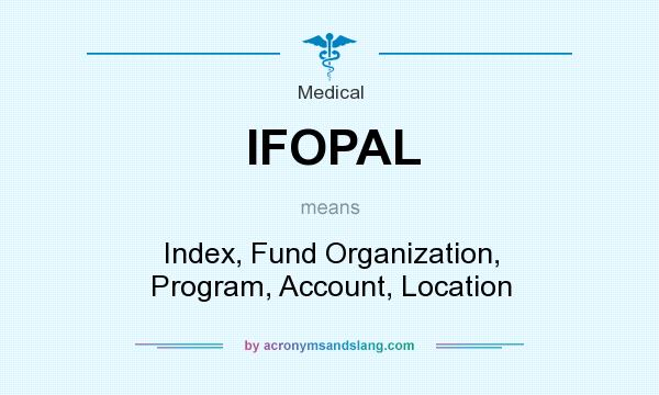 What does IFOPAL mean? It stands for Index, Fund Organization, Program, Account, Location