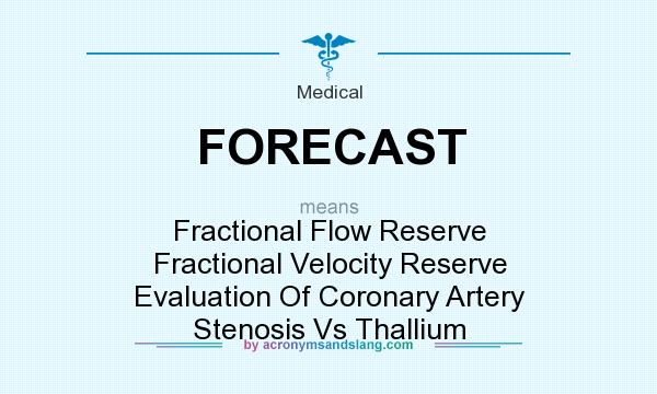 What does FORECAST mean? It stands for Fractional Flow Reserve Fractional Velocity Reserve Evaluation Of Coronary Artery Stenosis Vs Thallium