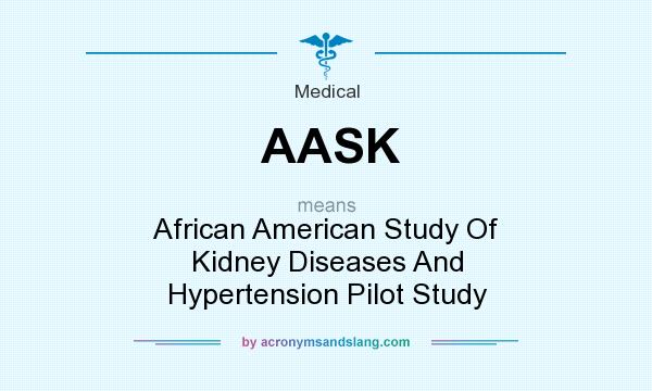 What does AASK mean? It stands for African American Study Of Kidney Diseases And Hypertension Pilot Study