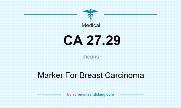 What does CA 27.29 mean? It stands for Marker For Breast Carcinoma