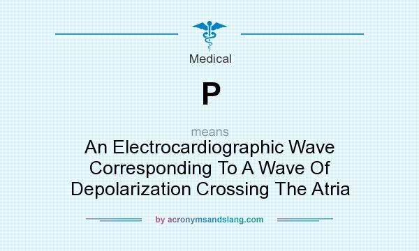 What does P mean? It stands for An Electrocardiographic Wave Corresponding To A Wave Of Depolarization Crossing The Atria