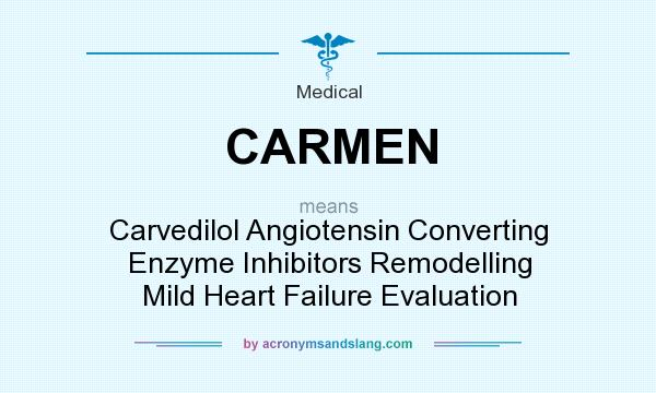 What does CARMEN mean? It stands for Carvedilol Angiotensin Converting Enzyme Inhibitors Remodelling Mild Heart Failure Evaluation