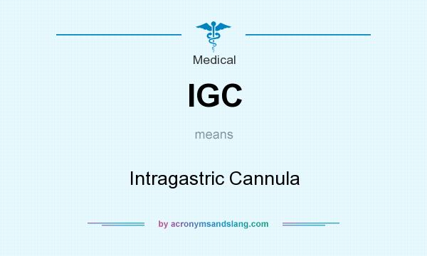 What does IGC mean? It stands for Intragastric Cannula