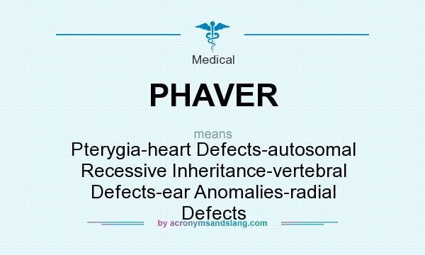 What does PHAVER mean? It stands for Pterygia-heart Defects-autosomal Recessive Inheritance-vertebral Defects-ear Anomalies-radial Defects