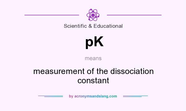 What does pK mean? It stands for measurement of the dissociation constant