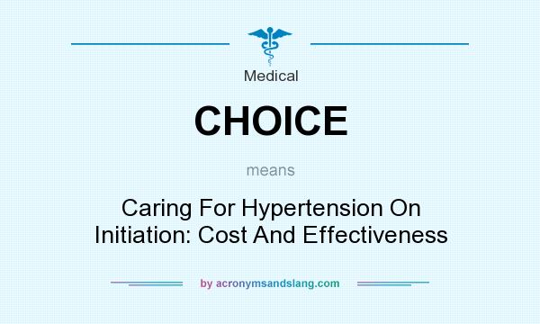 What does CHOICE mean? It stands for Caring For Hypertension On Initiation: Cost And Effectiveness