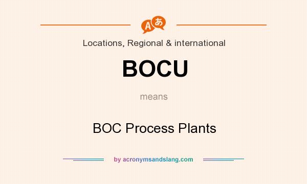 What does BOCU mean? It stands for BOC Process Plants