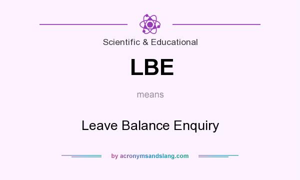 What does LBE mean? It stands for Leave Balance Enquiry