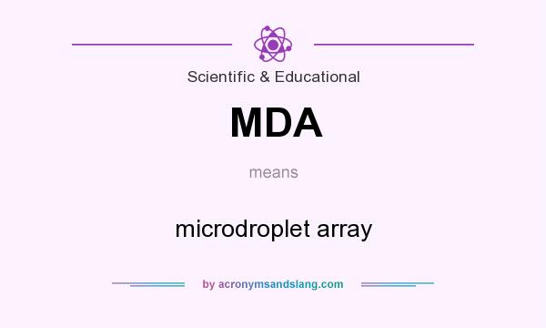What does MDA mean? It stands for microdroplet array