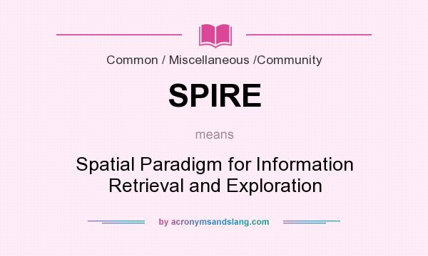 What does SPIRE mean? It stands for Spatial Paradigm for Information Retrieval and Exploration