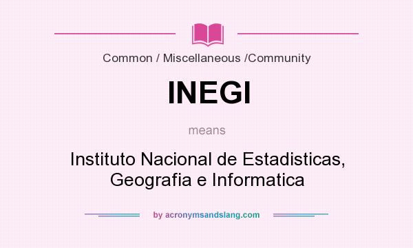 What does INEGI mean? It stands for Instituto Nacional de Estadisticas, Geografia e Informatica