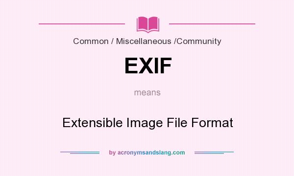 What does EXIF mean? It stands for Extensible Image File Format