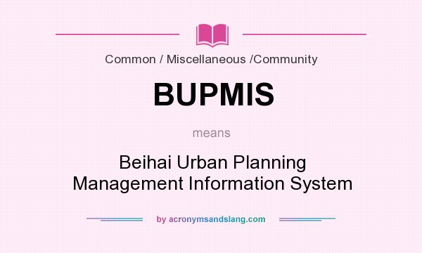 What does BUPMIS mean? It stands for Beihai Urban Planning Management Information System
