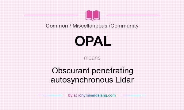 What does OPAL mean? It stands for Obscurant penetrating autosynchronous Lidar