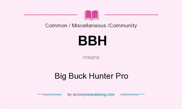 What does BBH mean? It stands for Big Buck Hunter Pro