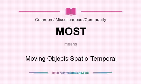 What does MOST mean? It stands for Moving Objects Spatio-Temporal