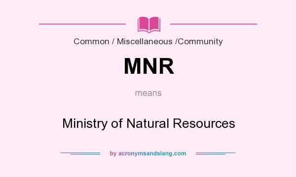 What does MNR mean? It stands for Ministry of Natural Resources